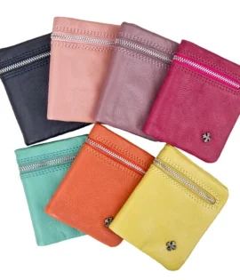 small purses with front zip showing all the colours