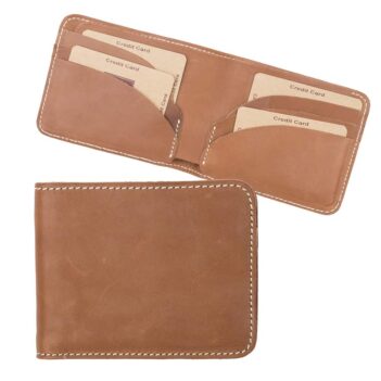 11Wombat Men's Rugged Thick Tan Leather Wallet - 002