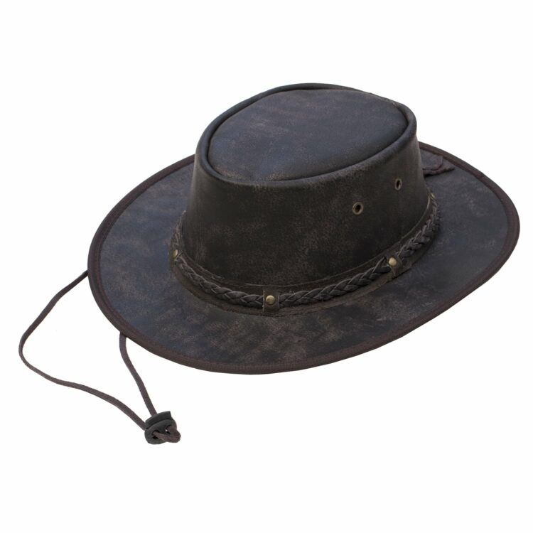 The Distressed Brown Foldable Leather Hat