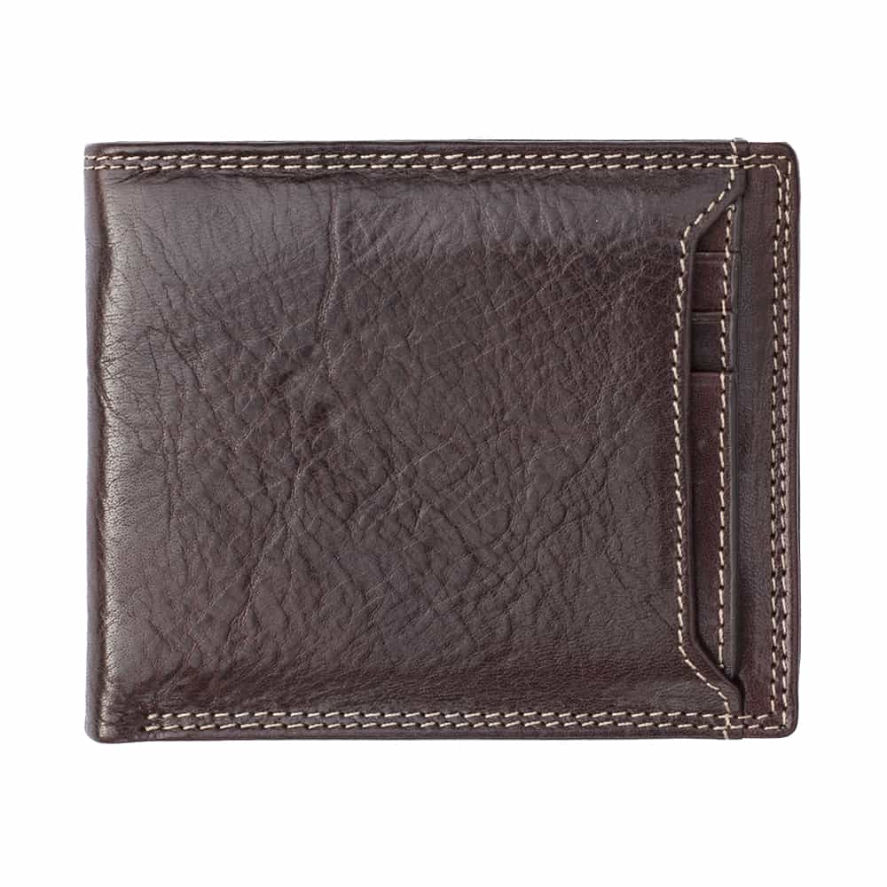 11Wombat Artisan Luxury Italian Brown Leather Wallet With a Poppered Front Section