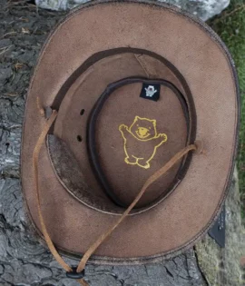 wombat the wilds brown leather distressed style foldable hat unisex