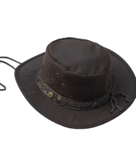 The wilderness brown waxed cotton unisex hat by Wombat