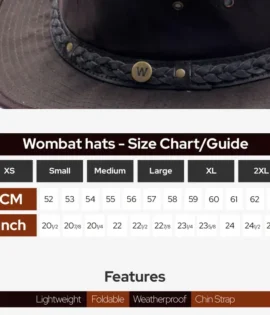 wilderness brown waxed cotton hat size guide - wombat