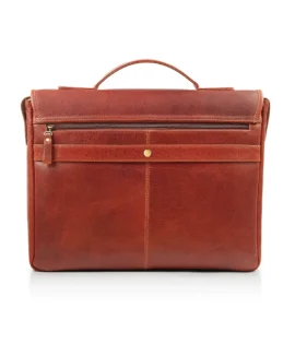 Rugged Leather Briefcase Business Satchel rear view