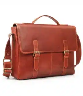 Rugged Leather Briefcase Business Satchel