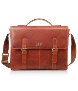Rugged Leather Briefcase Business Satchel