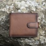 Brown English Hide Leather Notecase Tab Wallet