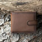 Brown English Hide Leather Trifold Tab Wallet