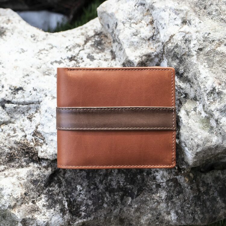 Tan & Brown English Hide Leather Wallet
