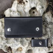English Hide Black Leather Biker Wallet