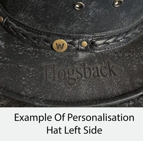 black customised leather hat by wombat