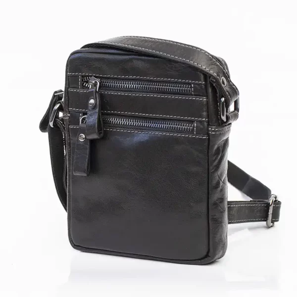 wombat Small Black Leather Flight Bag side view