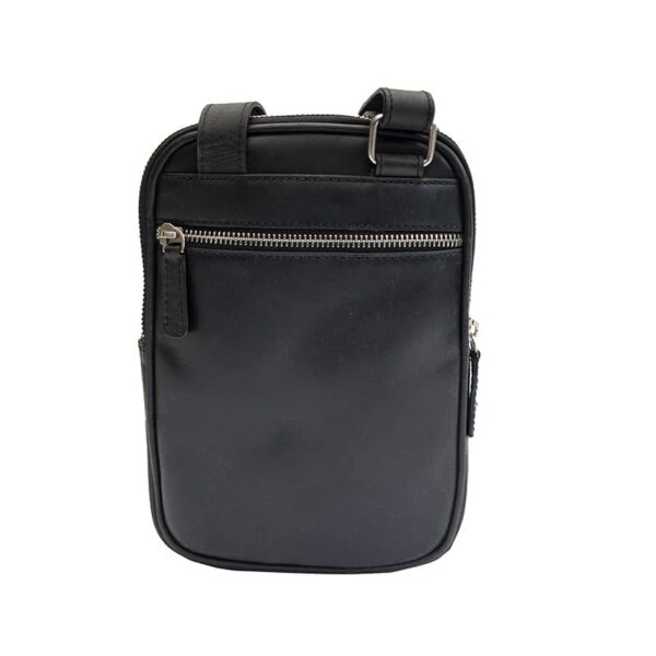 wombat Small black Leather Crossbody Travel Bag rear view