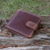 wombat Brown Oiled Leather Trifold Tab Wallet