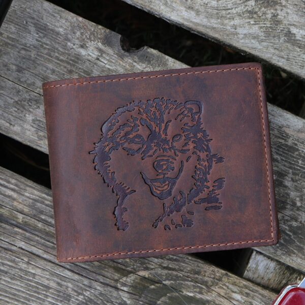 wombat embossed bear leather wallet