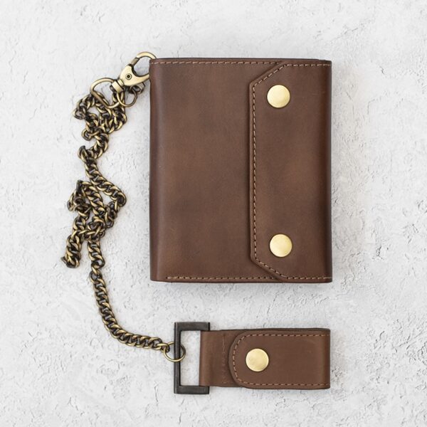 wombat English Hide brown trifold Leather Biker Wallet