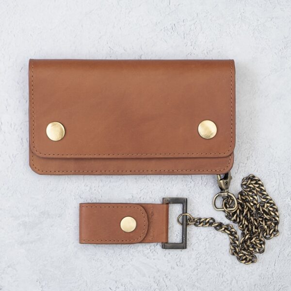 wombat English Hide tan Leather Biker Wallet