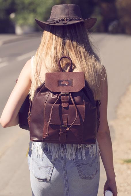 “Outback” Luxury Soft Oiled Brown Leather Backpack
