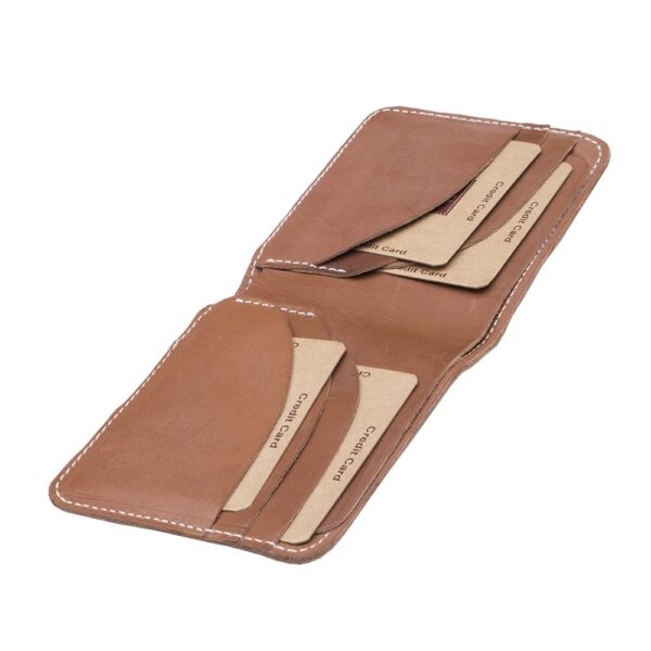 Wombat Men's Rugged Thick Tan Leather Wallet - 002 inside view showing card slots