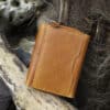 Womans tan vintage style leather medium size purse Wallet