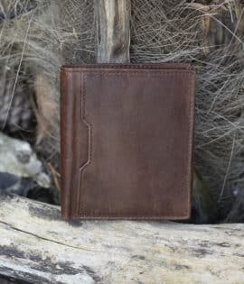 mens brown small trifold leather vintage finish