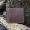 mens large leather zip around wallet in brown vintage style leather