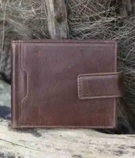 mens notecase vintage style brown leather wallet tab opening