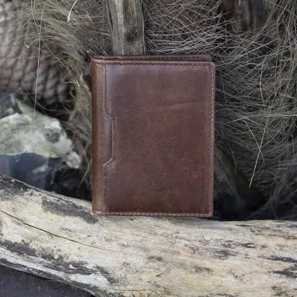 mens card holder wallet Brown leather vintage finish