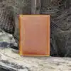 mens card holder wallet Tan leather vintage finish