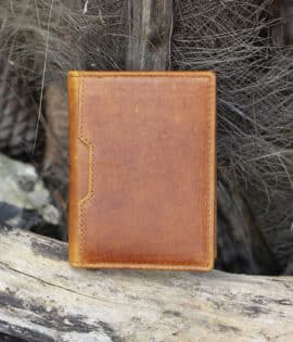 mens card holder wallet Tan leather vintage finish