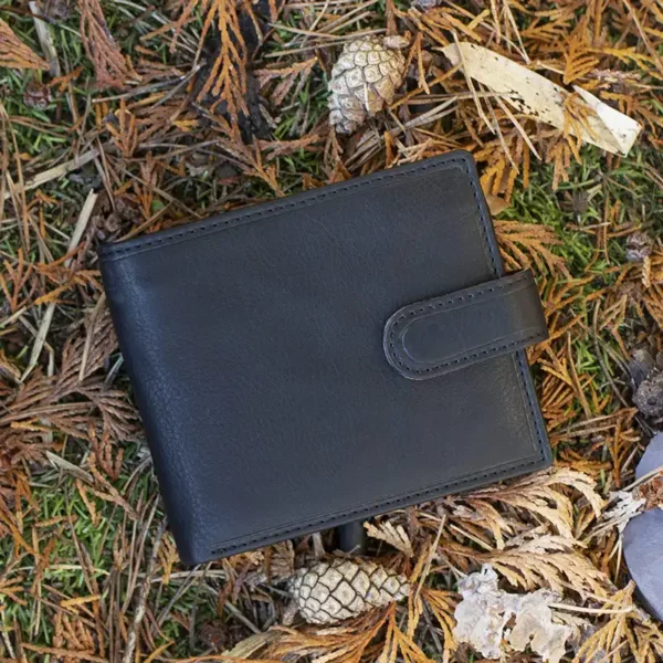 Black and Tan Trifold Leather wallet