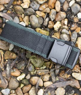 wombat outdoor fabric black strech belt with green trims