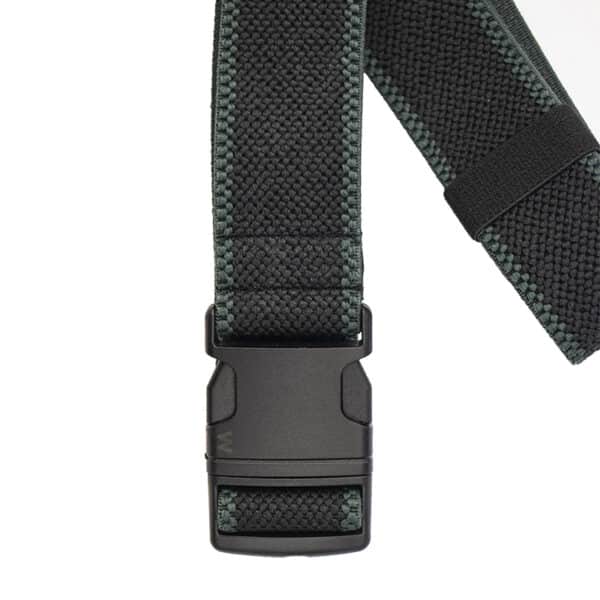 wombat outdoor fabric black strech belt with green trims