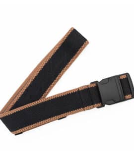 wombat outdoor fabric black strech belt with brown trims