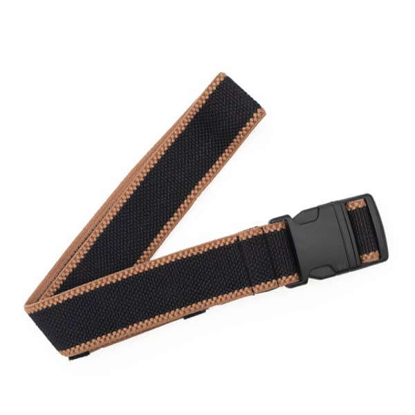 wombat outdoor fabric black strech belt with brown trims