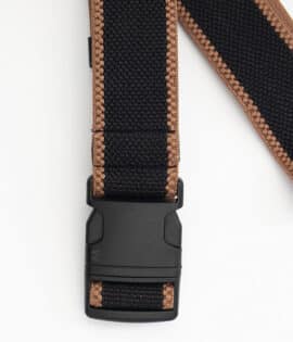 wombat outdoor fabric black strech belt with brown trims