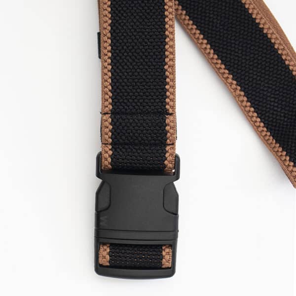 wombat outdoor fabric black strech belt with brown trims