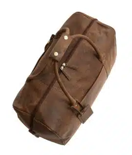 image of a brown hunter leather duffle holdall