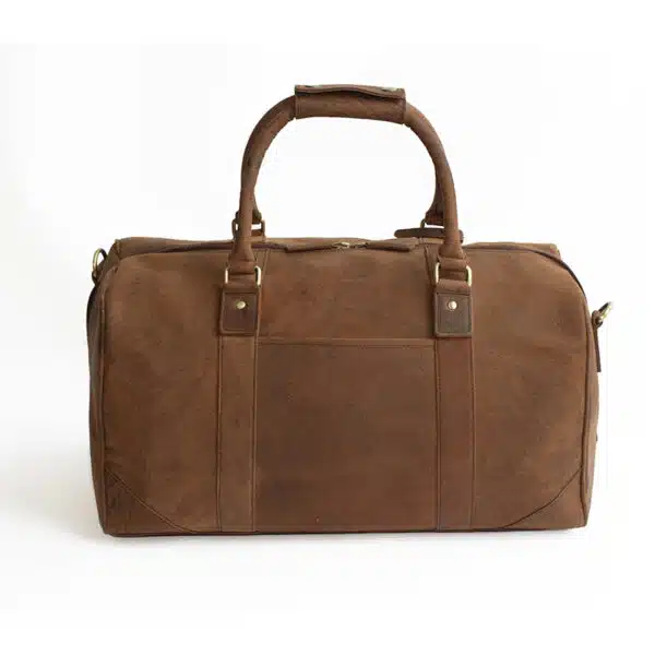 Rugged Hunter Brown Leather Travel Holdall - Image 3