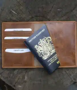 Gift-ready leather passport cover with custom initials