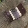 Personalised engraved leather key wallet with popper closure and metal key holders