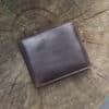 Luxury brown leather bifold wallet with distressed finish from Woodland Collection