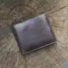 Luxury brown leather bifold wallet with distressed finish from Woodland Collection