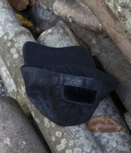 black leather cap angled