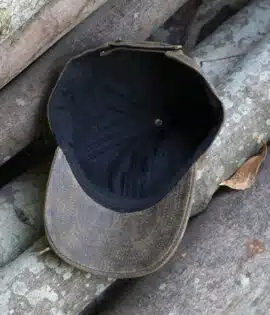 wombat outdoor brown leather baseball cap showing the black cotton lining