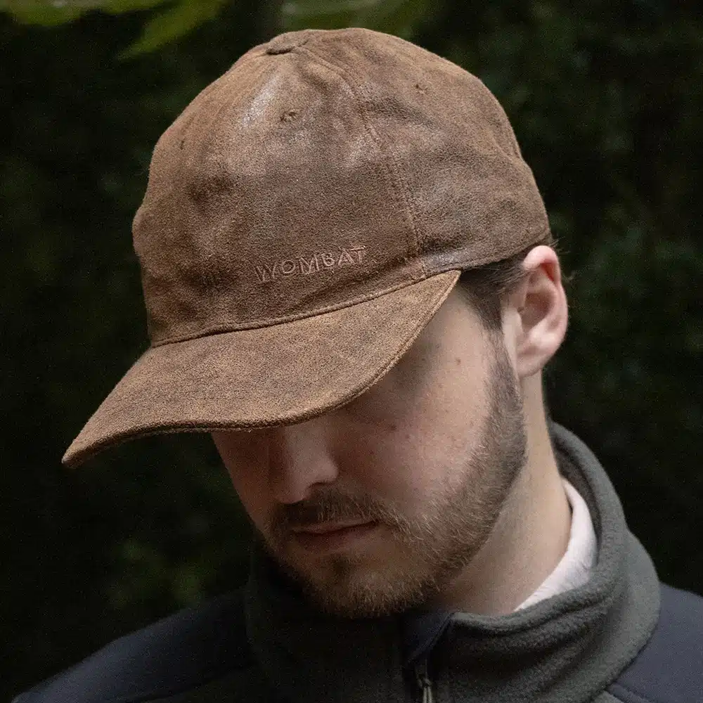 Hiker Distressed Leather Baseball Hat Tan Wombat Leather