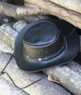 wombat the west black and brown leather cowboy hat