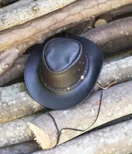 wombat the west black and brown leather cowboy hat