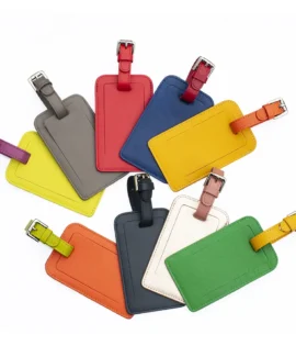 soft leather colourful luggage tags
