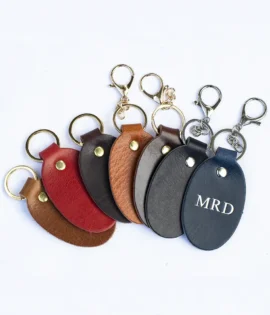 english hide leather keyring showing 7 COLOURED LEATHERS